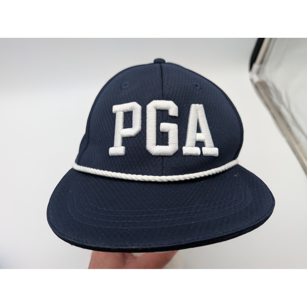 Macron PGA Golf Hat Navy Blue White Rope Snapback Performance Cap JR USA008/26